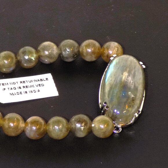 New Labradorite Cabochon Bolo Bead Slide Bracelet Made in India - Picture 3 of 9